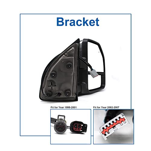 JZSUPER Towing Mirrors fit for 1999 2000 2001 2002 2003 2004 2005 2006 2007 Ford F250 F350 F450 F-550 Super Duty Power Heated Turn Signal Auxiliary Light Black Cap