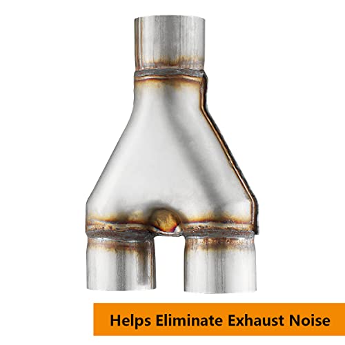 Exhaust Y Pipe 2.5" Inlet, A-KARCK Stainless Steel 2.5" Outlet 10" Long Y Pipe Withstands High Temperatures