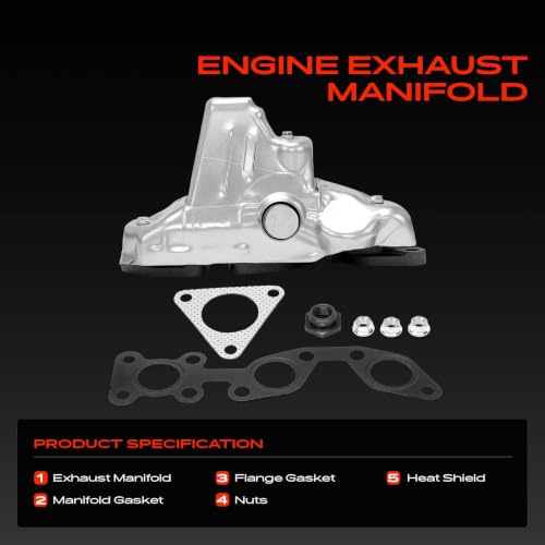 A-Premium Left Side [V6 3.3L] Engine Exhaust Manifold Kit W/Gaskets & Nuts Fit for Nissan Frontier 1999-2004, Xterra 2000-2004