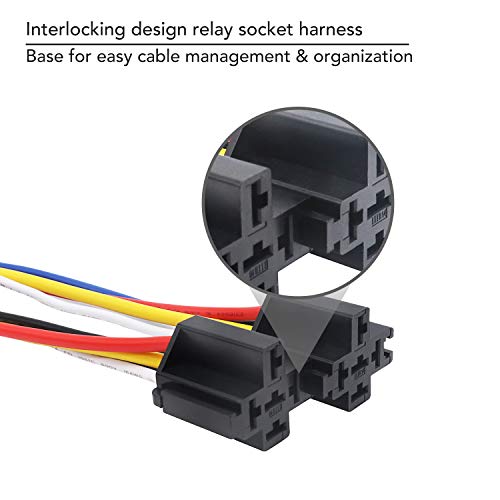 Recoil 2 Pack Automotive 5-Pin 30/40A 12V SPDT Relays with Interlocking Relay Sockets and in-line ATC Fuse Holders (2 Pack)