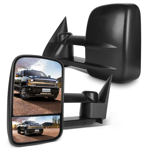 SCITOO Towing Mirrors Fit Chevy GMC Exterior Accessories Mirrors Fit 1999-2007 Chevy/GMC Silverado/Sierra 1500 2500HD 3500HD with Convex Glass Manual Controlling and Telescoping Features