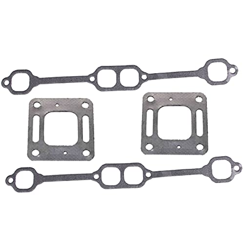 BH-Motor New Exhaust Manifold Gasket kit for Mercruiser 5.0 mpi 5.7 350 Mag Riser Block V8 Replace # 39880