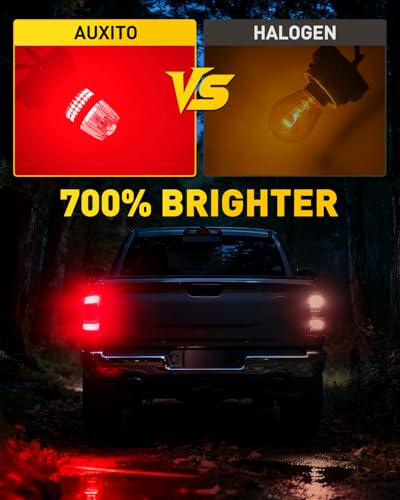 AUXITO Latest 1157 LED Bulb Red Brake Lights Tail Lights, 700% Brighter 2057 2357 7528 BAY15D LED Bulbs with Projector for Stop Third Brake Backup Tail Turn Signal DRL Maker Light, Pack of 2
