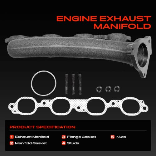 A-Premium Right [V8 5.3 6.2L] Engine Exhaust Manifold Kit W/Gaskets Compatible with Chevrolet, GMC & Cadillac - Silverado 1500 1500 LD, Tahoe, Suburban, Sierra, Yukon, Escalade, Replaces 12629338