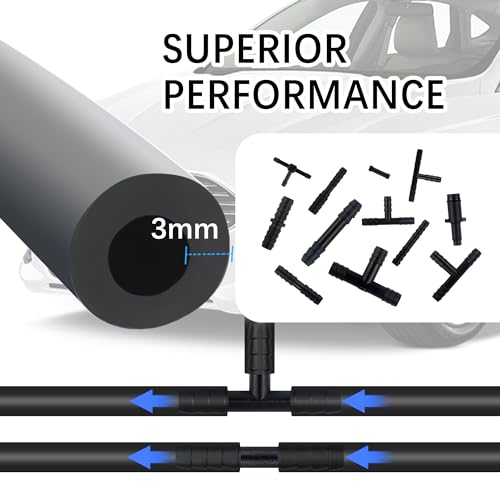 Multipurpose Vacuum Line Kit,6PCS 5Ft Vacuum Hose Automotive+64PCS Vacuum Line Connectors,Max 130PSI Silicone Hose for Variety Car Piping System Automotive Replacement Vacuum Hoses (70PCS)
