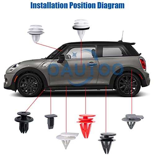 OAUTOO 130pcs Auto Body Interior and Exterior Retainer Fastener Clip Assortment for Mini Cooper R50 R52 R53 R56
