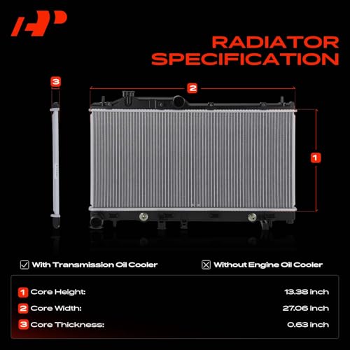 A-Premium Engine Coolant Radiator Assembly with Transmission Oil Cooler Compatible with Subaru Forester 09-13, Impreza 08-11, Outback 05-09, Crosstrek 16-17, 2.0L 2.5L H4 Engine, Automatic Trans.