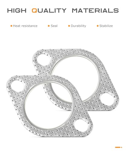 SCUARI 2PCS Exhaust Gasket,Car Accessories Exhaust Flange Gasket,Muffler Gasket,Catalytic Converter Gasket,Exhaust Flange Repair Kit with Bolt & Nut,Fit for Car,Truck,Replace #120-06310-0002 (2.5inch)