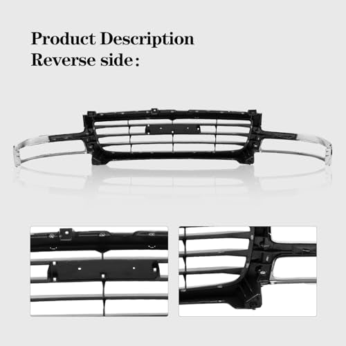 Perfit Liner Front Grille Grill Chrome Shell and Black Insert Compatible with 2003-2007 GMC 2003-2007 Sierra 1500 2500 GM1200475 19130791