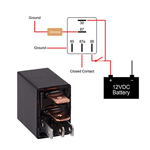 EHDIS 5 Pin Relay 12V 30A SPDT Multi-Purpose Relay Heavy Duty Standard Relay Kit Pack of 2 Model JD1914-12V-30A