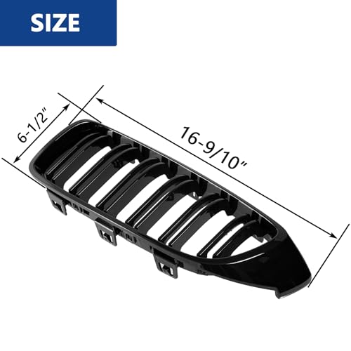 DEKEWEI F32 Grille,Front Kidney Grille Grill Compatible for 4 Series F32 F33 F36 (2014-2019) M3 F80 M4 F82 (2015-2019) (Double Slats Gloss Black Grills, 2pcs)