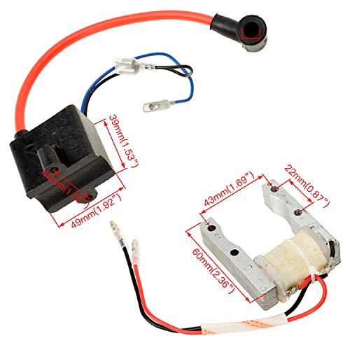 YOXUFA Motorized Bike CDI Ignition Coil + Magneto Coil Kit for 2 Stroke 49cc 50cc 66cc 80cc 100cc PK80 BT80 YD100 Engine Gas Motorized Bike Bicycle Parts