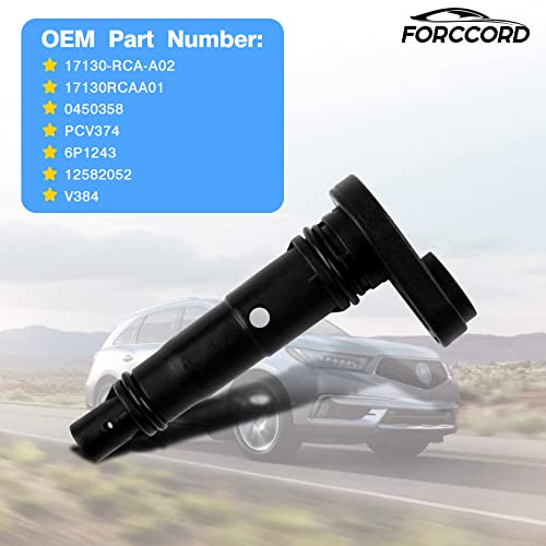 Forccord Exhaust PCV Valve Compatible with Honda Accord Acura Odyssey Pilot TL Saturn Vue Positive Crankcase Ventilation Valve Replace# 17130-RCA-A02 17130RCAA01 PCV374 Car Replacement Accessories