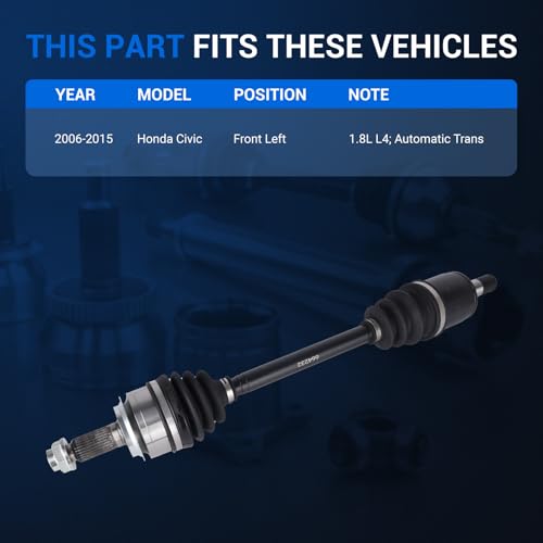 Autoround 664232 Front Left CV Axle Assembly Compatible with Honda Civic 2006 2007 2008 2009 2010 2011 2012 2013 2014 2015, 1.8L L4 Automatic Trans, Front Driver Side