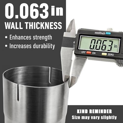 3 Inch Exhaust Pipe, T304 Stainless Steel (SS Tubo), Flared & Slotted End, Polished Finish, 17.3” Length, 3” OD-to-ID Adapter, Thickened Wall Straight Tubing for Car Truck Exhaust System
