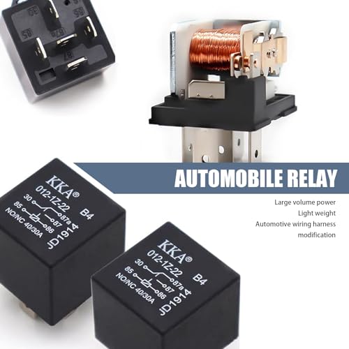 cerfioo Pack-4 Car 5 Pin Socket Relay, 12V 40A Waterproof Conversion Start DC Wiring Harness Modification Flame Retardant and Stable Relays, Universal Boat Motor Replacement (Black), CERJDQ374BL-4PC