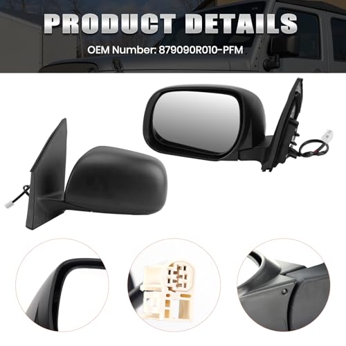 Left Driver Side Mirror Compatible with Toyota RAV4 2009 2010 2011 2012 Power Manual Folding Non-Heated US Built Door Mirrors (3 Pins)