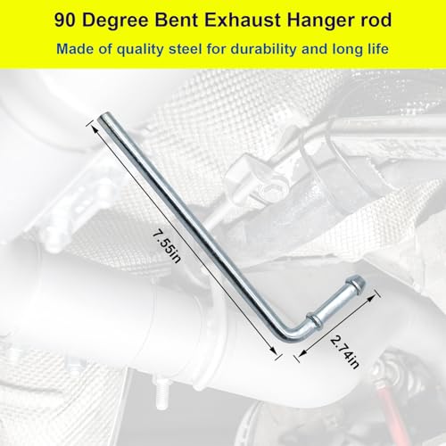 Luumtee Rubber Exhaust Hanger,2 Holes and 4 Holes Adjustable Muffler Hanger(0.47" Hole Diameter),90°Bend Universal Weld in Place Exhaust Hanger Rod (12 PCS)