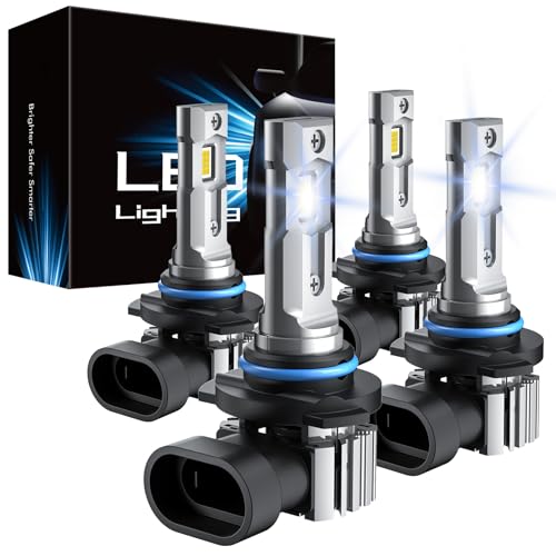 RCJ 9005 9006 Bulbs Combo, 600% Brightness 9005/HB3 High 9006/HB4 Low Dual Beam Bulbs, 6000K Cool White, Plug and Play, IP67 Waterproof, Pack of 4