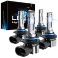 RCJ 9005 9006 Bulbs Combo, 600% Brightness 9005/HB3 High 9006/HB4 Low Dual Beam Bulbs, 6000K Cool White, Plug and Play, IP67 Waterproof, Pack of 4