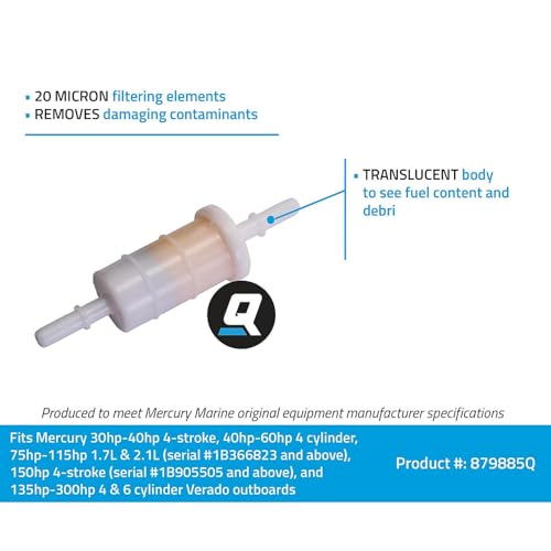 Quicksilver 879885Q Inline Fuel Filter for Mercury and Mariner Outboards