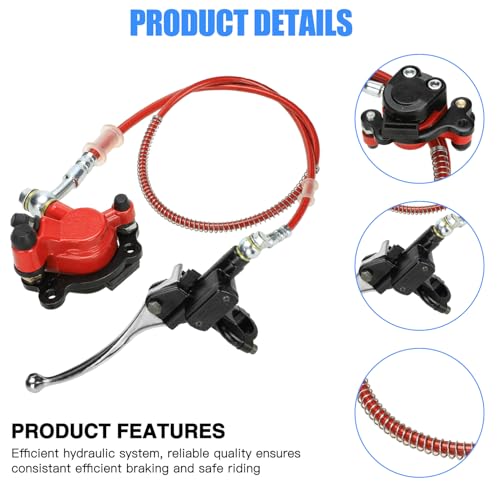 YOXUFA Mini Bike Hydraulic Disc Brake Caliper Kit Replacement for Baja Doodle Bug DB30 Blitz Dirt Bug Predator 79cc 97cc 2.8hp Mini Bike Parts with 50 inch Hose Tube Master Cylinder