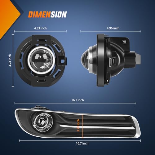 Nilight Fog Light Assembly Compatible with 2011 2012 2013 2014 Chrysler 300 Bumper Driving Lamps with Projector Lens and H11 12V 55W Halogen Bulbs Driver Side and Passenger Side