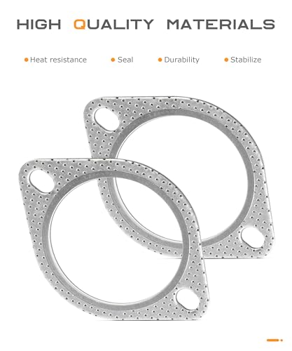 SCUARI 2PCS Exhaust Gasket,Car Accessories Exhaust Flange Gasket,Muffler Gasket,Catalytic Converter Gasket,Exhaust Flange Repair Kit with Bolt & Nut,Fit for Car,Truck,Replace #120-06310-0002 (3inch)