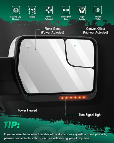 SCITOO Towing Mirrors Compatible for 04-14 for Ford F150 Pickup Pair Set