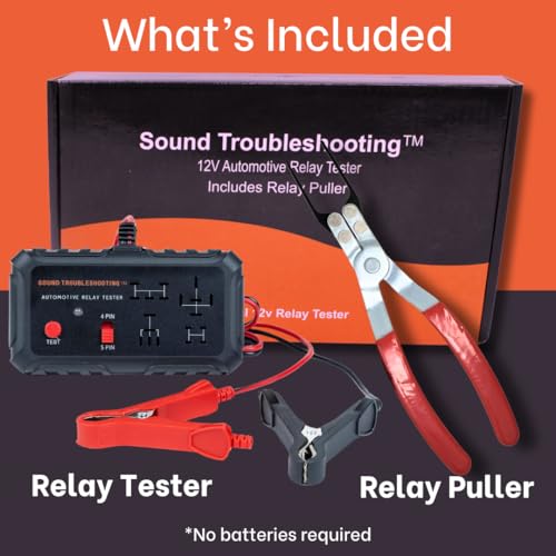 Sound Troubleshooting Automotive Relay Tester with Relay Puller - 12V Auto Relay Diagnostic Tool, Car Relay Tester with Battery Clips, Relay Testing Kit, Electrical Systems Tool | Patented