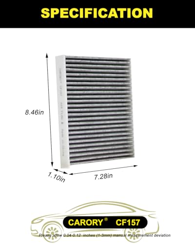 CARORY Cabin Air Filter w/Activated Carbon for Toyota Camry, Corolla, RAV4, Prius, Highlander, Sienna, Venza, Crown, Lexus ES350, ES300h, NX250, RX350, RX450, Subaru Outback, Mazda CX9 and More, CF157