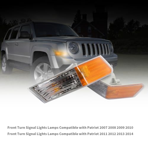 Yunnergo 1 Pair Front Turn Signal Lights Lamps Compatible with Patriot 2007-2017, 68004180AC, CH2527102, 68004181AC, CH2526102