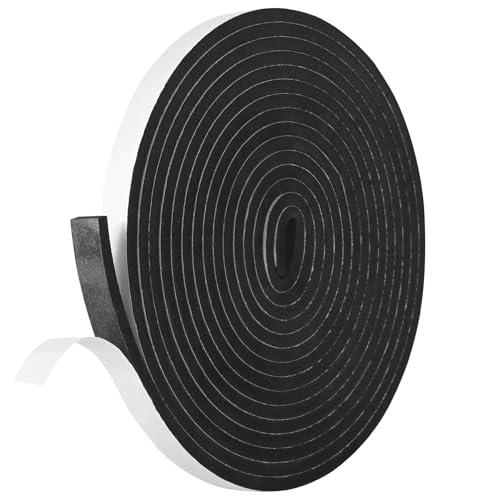Kikerike Self Adhesive Foam Tape Weatherstrip 1/2In x 1/4In x 16.5Ft High Density Foam Insulation Strips Seal Weather Stripping with Strong Adhesive for Door and Window Sound Isolation Soundproofing