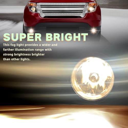 Lqito Fog Lights With Bulbs Fits 2011-2015 Explorer，2013-2016 Fusion，2008-2014 Focus,2012-2015 CRV，2015-2017 Fit,2012-2017 Pilot,Fits Nissan Subaru Lincoln Replace#4F9Z-15200-AA（2 PCS）