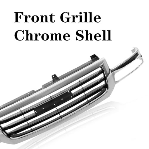 Perfit Liner Front Grille Grill Chrome Shell and Black Insert Compatible with 2003-2007 GMC 2003-2007 Sierra 1500 2500 GM1200475 19130791