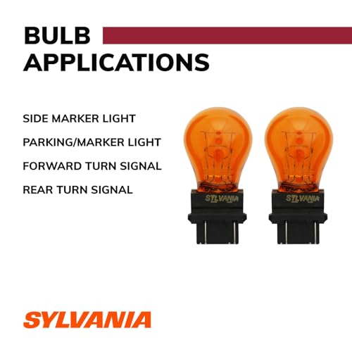 SYLVANIA - 3457A Long Life Miniature - Amber Bulb, Ideal for Park and Turn Lights (Contains 2 Bulbs)