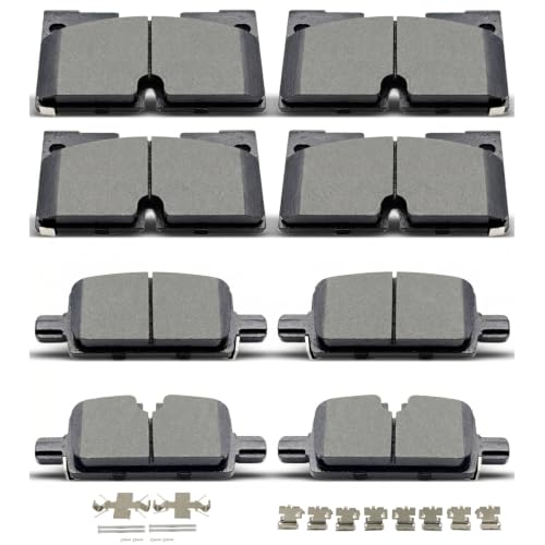 D2173 D2174 Front Rear Ceramic Brake Pads With Clips For Chevrolet Silverado 1500 2019-2022,Suburban 2021-2022,Tahoe 2021-2023,Cadillac Escalade/ESV 2021-2022,GMC Sierra 1500 2019-2022,Yukon 2021-2023