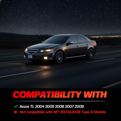 NJSBYL Amber/Red LED Side Marker Lights for Acura TL 2004 2005 2006 2007 2008 Smoked Lens Front/Rear Left&Right LED Sidemarker Lamps Replacements
