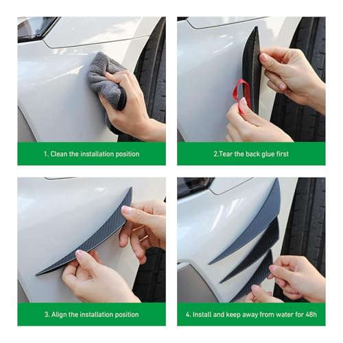 WZP 6 PCS Car Spoiler Canards Kit, Self-Adhesive Auto Front Bumper Lip Spoilers, Body Anti-Scratch Splitter Decoration, Universal Car Exterior Accessories for SUV, Sedan, Truck (Glossy Black)