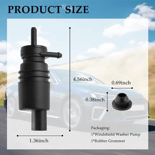 Windshield Washer Pump Replacement OEM#67128362154,67128377612 with Grommet,Windshield Wiper Pump Compatible with Audi BMW Chevrolet Chrysler,Standard Windshield Washer Fluid Pump(for Audi)