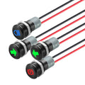 TIANWIDJEW 12V LED Indicator Small Light Waterproof, 1/2"(12mm) Panel Cutout 12V 24V Metal LED Indicator with 22AWG 150MM Wire - High Beam, Single Arrow Left/Right, Parking Indicat-or, 4PCS