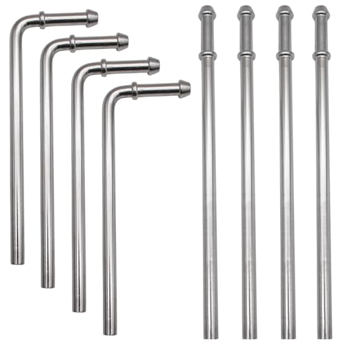 Ganluuree 8PCS 304 Stainless Steel Exhaust Hanger Rod Set Heavy Duty 3/8"(10MM)Rod 4PCS 90°7.6" Long,4PCS Straight 10" Long,Car Exhaust Pipe Muffler System Hanger Automotive Replacement Tailpipe Part