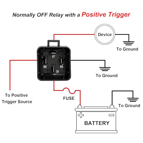 Weasch Waterproof Relay Kit, 12V 40A, 4 Pin SPST, Heavy Duty 14 AWG Tinned Copper Wires Automotive Relay and Harness Set for Automotive Car Marine Boat