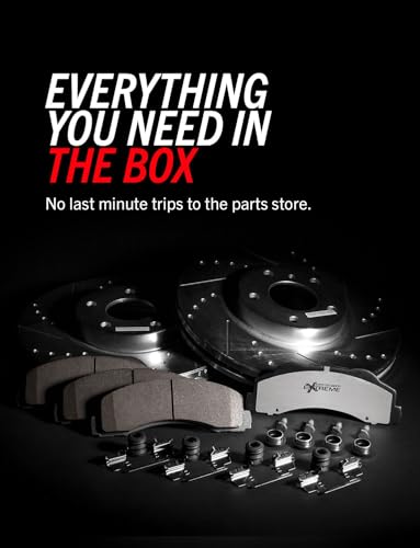 PowerStop Front Brake Kit For Toyota 4Runner 2003-09 |FJ Cruiser 2007-14 |Tacoma 2005-23 - Truck & Tow Carbon Fiber Ceramic Brake Pads + Drilled & Slotted Rotors Upgrade, K137-36