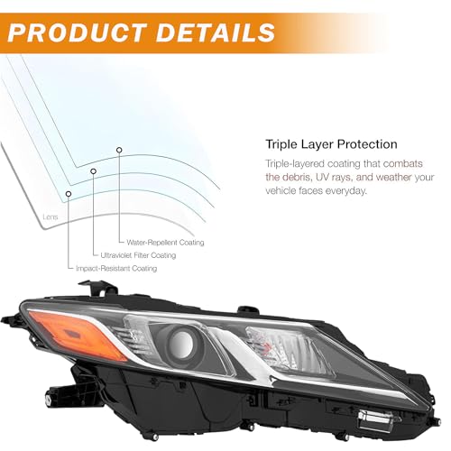 Projector Headlights Assembly Compatible with 2018-2024 Toyota Camry L LE SE