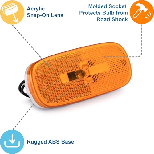 Lumitronics RV Clearance Marker Side Light for Trailer Camper (Amber)