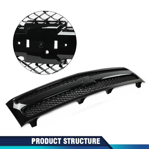 PIT66 Front Grille Fit Chevy Silverado 1500 2007-2013, Textured Black Grill