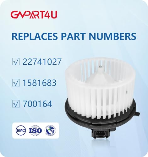 GVPART4U Front Blower Motor 22741027 2007 2008 2009 2010 2011 2012 2013 2014 Chevy Tahoe Silverado Avalanche Suburban, for GMC Yukon Sierra, Cadillac Escalade 700164