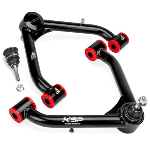 KSP Front Upper Control Arms for Silverado Sierra 1500 1999-2006, 2-4" Adjustable Tubular A-Arm Replacement Factory/Stock Suspension Arms After 2-4 inches Lift On Chevy GMC 4WD 4X4 RWD, 2PCS Black