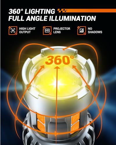 SEALIGHT 3156 3157 LED Bulb Amber, Turn Signal Lights with Extra Resistor HD Projector, 3056 3457A 4057 4157 LED Light Bulb Replacement for Front Rear Turn Signal, Blinker Parking Marker Light, 2PCs